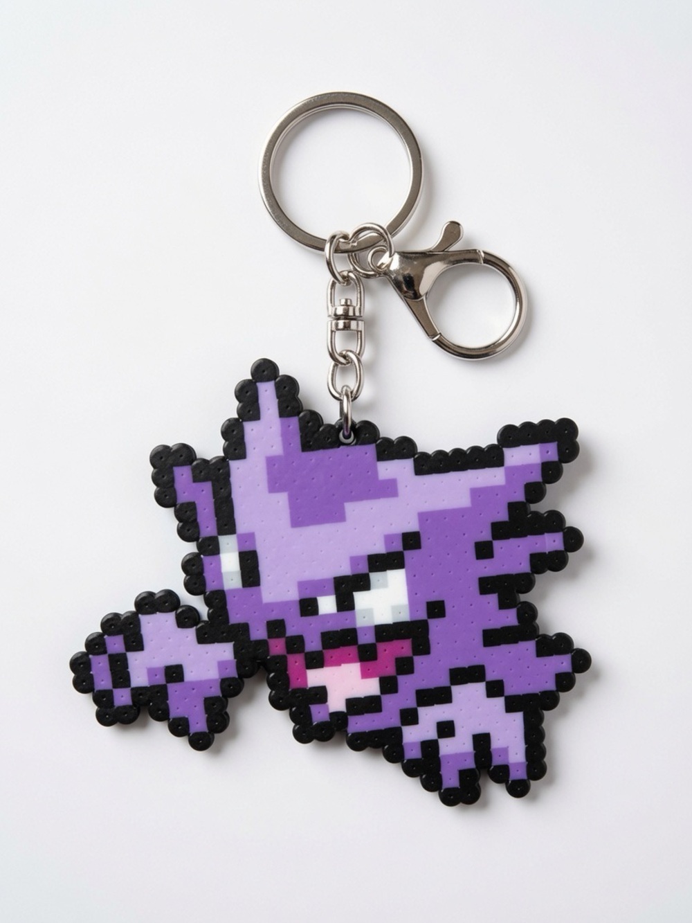 Pokemon Purple Haunter Pixel Keychain with Silver Hardware
